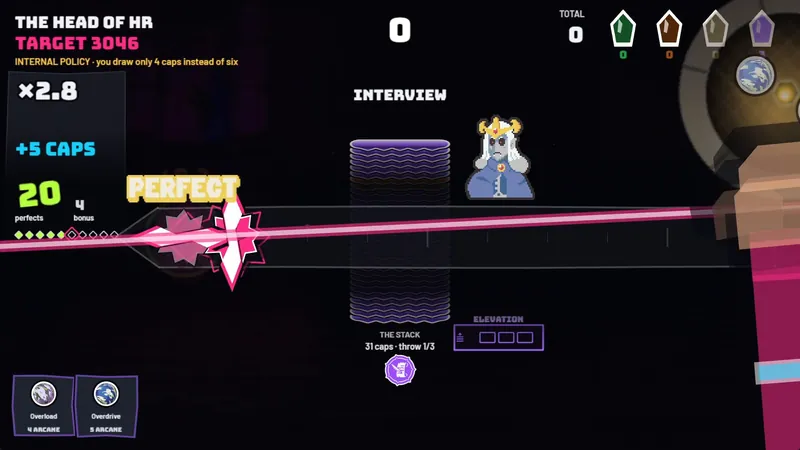 Rhythm phase during an interview: a PERFECT note and a laser crossing the track
