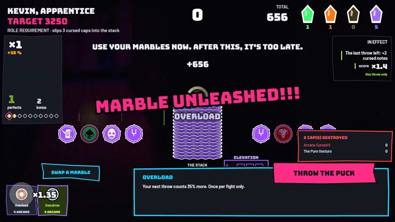 A marble unleashed before the throw: OVERLOAD